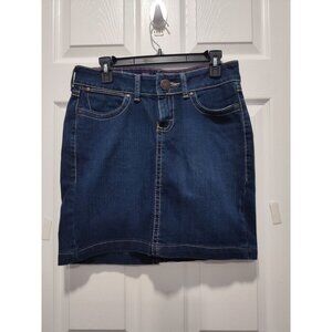 Wrangler Pink‎ Label Western Jean Skirt Womens Juniors 5 Dark Wash Denim pockets